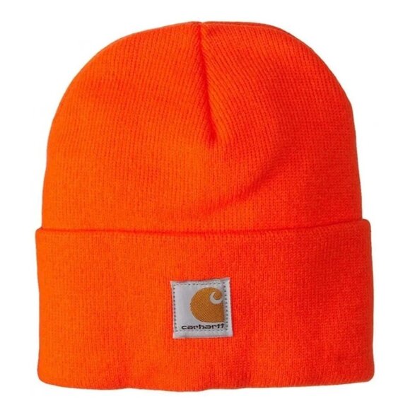 Carhartt Soft Knit Cuffed Beanie Hat Bright Orange Youth OS Warm Hunting Outdoor - Picture 1 of 6